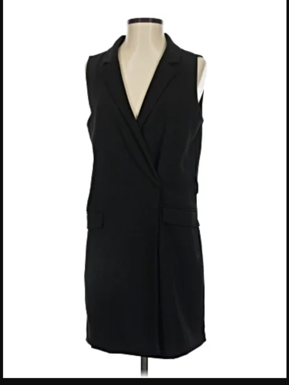 Anthropologie Sleeveless Black Tailored Blazer Dress Large
